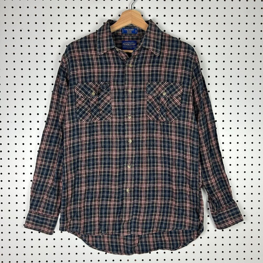 Pendleton Plaid Long Sleeve Button Shirt Small Kingston Fitted Red Blue Cotton